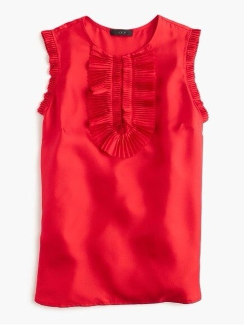 J. Crew Margot top Silk 0 Festival Red Sleeveless Red Ruffle V-Neck Top